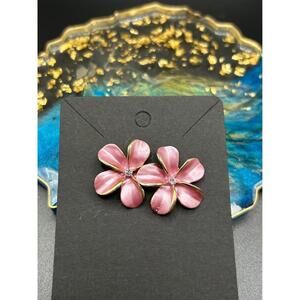 Pink floral daisy earrings studs vintage costume studd earrings
